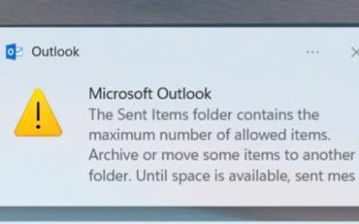 Lỗi “The Sent Items folder contains the maximum number of allowed items…” trong Outlook